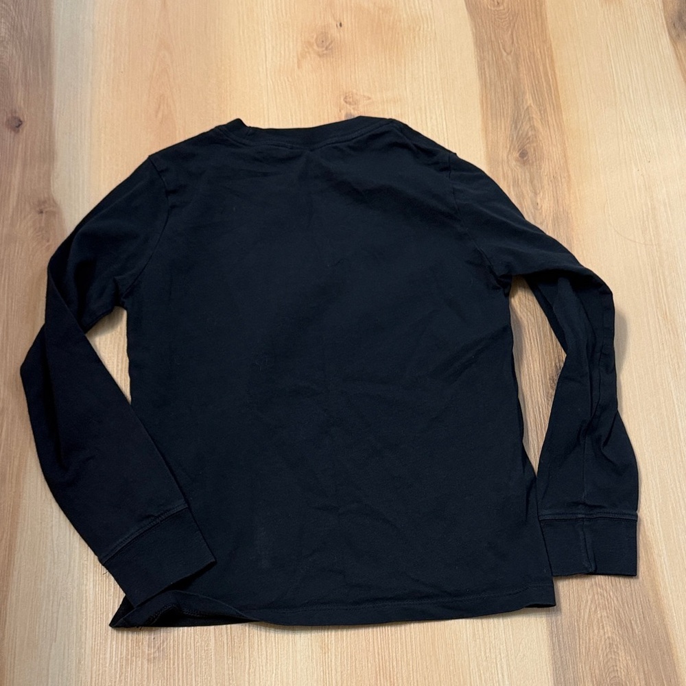 Nike Black Long Sleeve Tee with White Swoosh and Logo - Picture 3 of 3